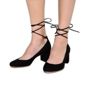 Loeffler Randall- Clara Black Lace-Up Block Heels- 8.5
